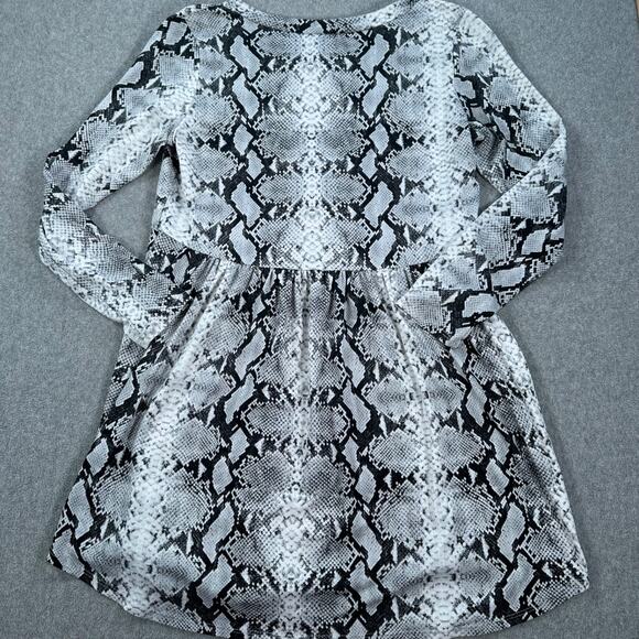 Jodifl Snake Print Mini Dress Women's Small Gray Long Sleeve Round Neck - Picture 8 of 8